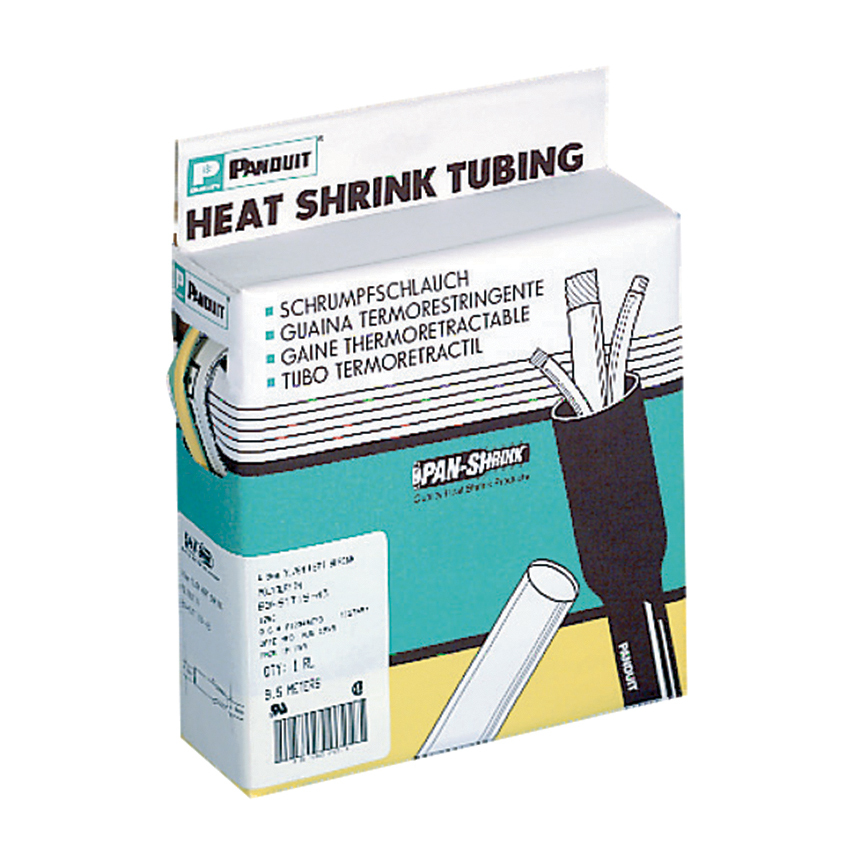 HSTT50-Q Dry-Shrink Cross Linked Flame-Retardant Standard Heat Shrink Tubing, 1/2 in ID Expanded, 1/4 in ID Recovered, 0.025 in THK Wall Recovered, 25 ft Reel L, Polyolefin, Black