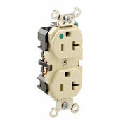 8300 1-Phase Duplex Extra Heavy Duty Straight Blade Receptacle, 125 V AC, 20 A, 2 Poles, 3 Wires, Brown