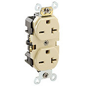 5462 1-Phase Duplex Heavy Duty Straight Blade Receptacle, 250 V AC, 20 A, 2 Poles, 3 Wires, Brown