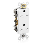 16662-W Duplex Heavy Duty Self-Grounding Straight Blade Receptacle, 250 V AC, 15 A, 2 Poles, 3 Wires, White