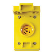 69W75 3-Phase Y Grounding Single Locking Receptacle, 250 V AC, 30 A, 3 Poles, 4 Wires, Yellow