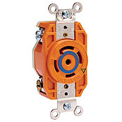 2810-IG Isolated Grounding Locking Receptacle, 120/208 V AC, 30 A, 4 Poles, 5 Wires, Orange