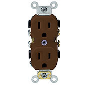 BR15-I 1-Phase Duplex Heavy Duty Straight Blade Receptacle, 125 V AC, 15 A, 2 Poles, 3 Wires, Ivory