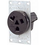 9730-A Extra Heavy Duty Grounding Straight Blade Receptacle, 277 VAC, 30 A, 2 Poles, 3 Wires, Black