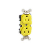 53CM-62 Corrosion Resistant Duplex Extra Heavy Duty Self-Grounding Wide Body Straight Blade Receptacle, 125 V AC, 20 A, 2 Poles, 3 Wires, Yellow