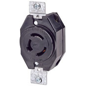 7410-B 3-Phase Y Extra Heavy Duty Non-Grounding Single Locking Receptacle, 120/208 V AC, 20 A, 4 Poles, 4 Wires, Black