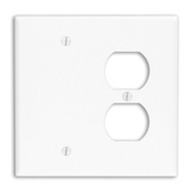 80508-W Blank Midway Size Combination Wall Plate, 2 Gangs, 4.94 in W x 4.875 in H, Thermoset, White