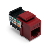 41108-RR5 QuickPort 8-Conductor 8-Position 110-Style UTP Connector, Cat 5 Module, Flush Mount, 1 Port, Plastic, Dark Red