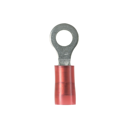 PN18-10R-C Pan-Term Type PN-R Ring Terminal, 18 AWG Conductor, 0.87 in L, Seamed/Standard/Insulation Grip Sleeve Barrel, Copper, Red