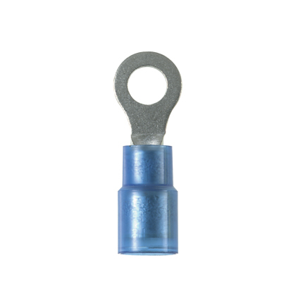 PN14-10RX-C Pan-Term Type PN-RX Ring Terminal, 14 AWG Conductor, 0.93 in L, Expanded Entry/Insulation Grip Sleeve/Internal Serration Barrel, Copper, Blue