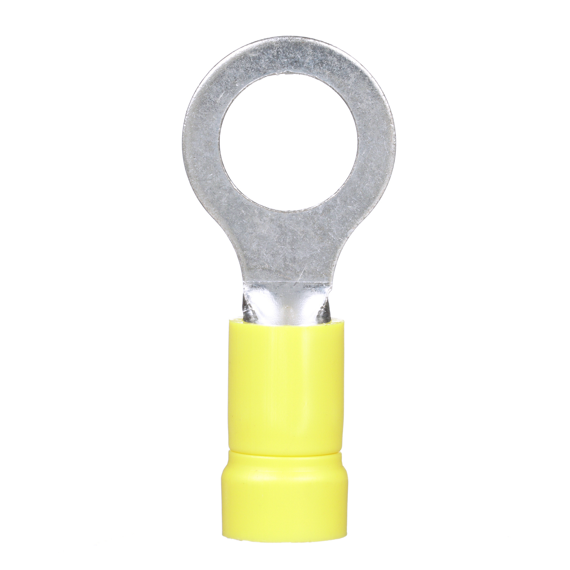 PV10-56R-D Pan-Term Type PV-R Loose Piece Ring Terminal, 10 AWG Conductor, 1.23 in L, Brazed Seam/Funnel Entry/Internal Serration Barrel, Copper, Yellow