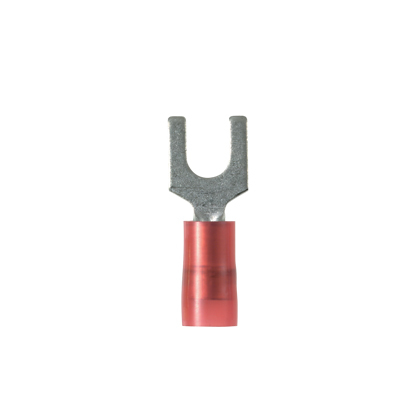 PN18-10F-C Pan-Term Loose Piece Fork Terminal, #18 Conductor, 0.86 in L, Sleeved Barrel, Copper, Red