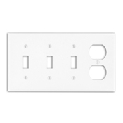 P38-I Standard Size Combination Wall Plate, 4 Gangs, 8.19 in W x 4.5 in H, Thermoset, Ivory