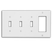P326-W Standard Size Combination Wall Plate, 4 Gangs, 8.19 in W x 4.5 in H, Thermoset, White