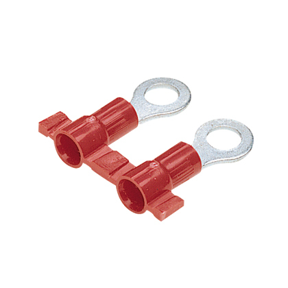 PV18-6RB-3K Reel Smart Type PV-RB Ring Terminal, 18 AWG Conductor, 0.78 in L, Brazed Seam/Funnel Entry/Insulation Support/Internal Serration Barrel, Copper, Red