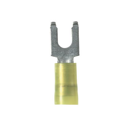 PN10-10FF-L Pan-Term Loose Piece Fork Terminal, #10 Conductor, 1.05 in L, Funnel Entry/Sleeved Barrel, Copper, Yellow