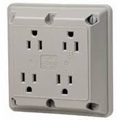 1254-HI 1-Phase 4-in-1 Extra Heavy Duty Grounding Quadruplex Straight Blade Receptacle, 125 V AC, 15 A, 2 Poles, 3 Wires, Ivory