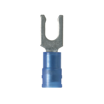 Pan-Term PNF14-6LF-M Fork Terminal, Funnel, Blue, Nylon, 14-16 AWG, #6 Stud