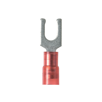 PNF18-6LF-M Pan-Term Loose Piece Fork Terminal, #18 Conductor, 0.82 in L, Funnel Entry/Sleeved Barrel, Copper, Red