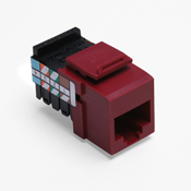 41108-RR8 QuickPort 8-Conductor 8-Position 110-Style Snap-In Connector, USOC/Voice Module, Flush Mount, 1 Port, Plastic, Dark Red