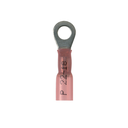 PH18-14R-Q Pan-Term Type PH-R Heat Shrink Insulated Ring Terminal, 18 AWG Conductor, 1.24 in L, Brazed Seam/Standard Barrel, Copper, Red