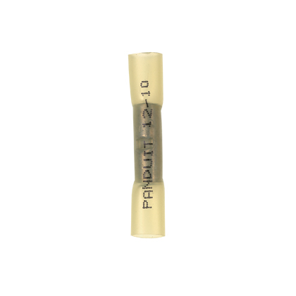 BSH10-E Pan-Term Heat Shrink Standard Butt Splice, 12 to 10 AWG Conductor, 1.64 in L, Seamless/Standard Barrel, Copper, Yellow