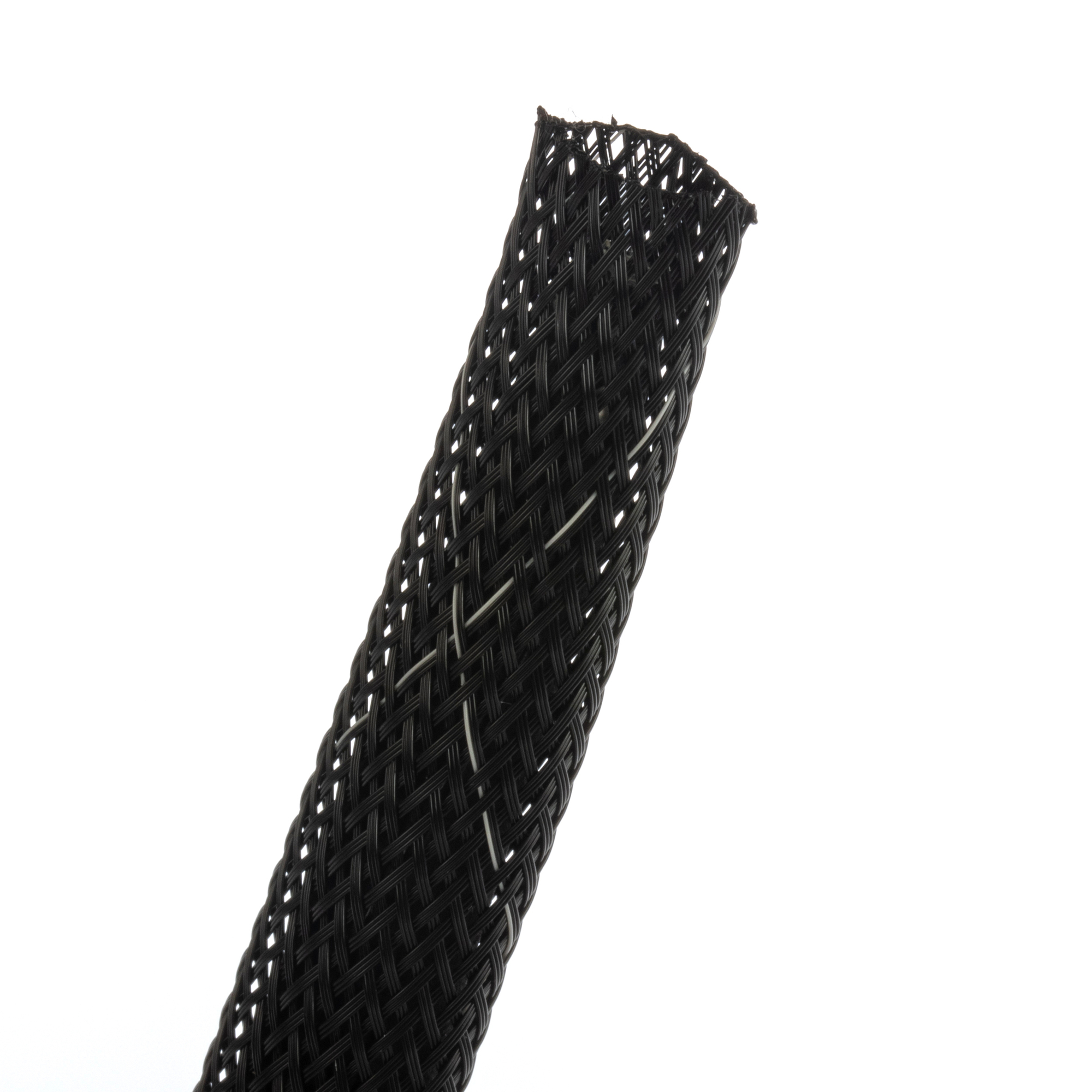 SE50PFR-CR0 Pan-Wrap Expandable Fray-Resistant Braided Sleeve, 1/2 in Dia x 100 ft L Sleeve, Polyethylene Terephthalate, 257 deg F, Black