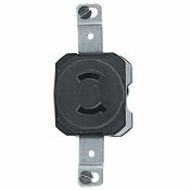 7535 Non-Grounding Single Locking Receptacle, 125 V AC, 15 A, 2 Poles, 2 Wires, Black