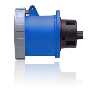 4100R9W 3-Phase Watertight Sleeve And Pin Receptacle, 250 VAC, 100 A, 3 Poles, 4 Wires, Blue