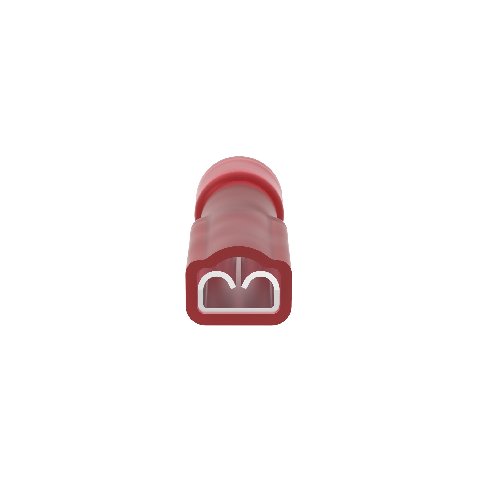 DNF18-111FIB-M Pan-Term Type DNF-FIB Loose Piece Vibration-Resistant Female Disconnect, 18 AWG Conductor, 0.11 in W x 0.02 in THK Tab, Butted Seam/Funnel Entry Barrel, Brass, Red, Fully Insulated