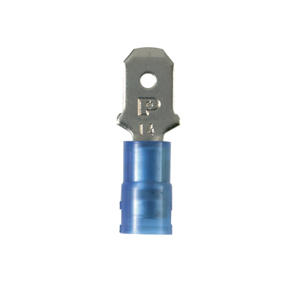 DNF14-250M-C Pan-Term DNF-M Barrel Insulated Loose Piece Vibration-Resistant Disconnect, 16 to 14 AWG Conductor, 0.25 in W x 0.032 in THK Tab, Sleeve/Standard Barrel, Copper, Blue