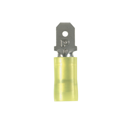 DNF10-250M-D Pan-Term DNF-M Fully Insulated Loose Piece Vibration-Resistant Disconnect, 12 to 10 AWG Conductor, 0.25 in W x 0.032 in THK Tab, Sleeve/Standard Barrel, Copper, Yellow