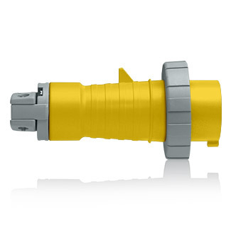 330P4W Watertight Pin And Sleeve Plug, 125 VAC, 30 A, 2 Poles, 3 Wires, Yellow