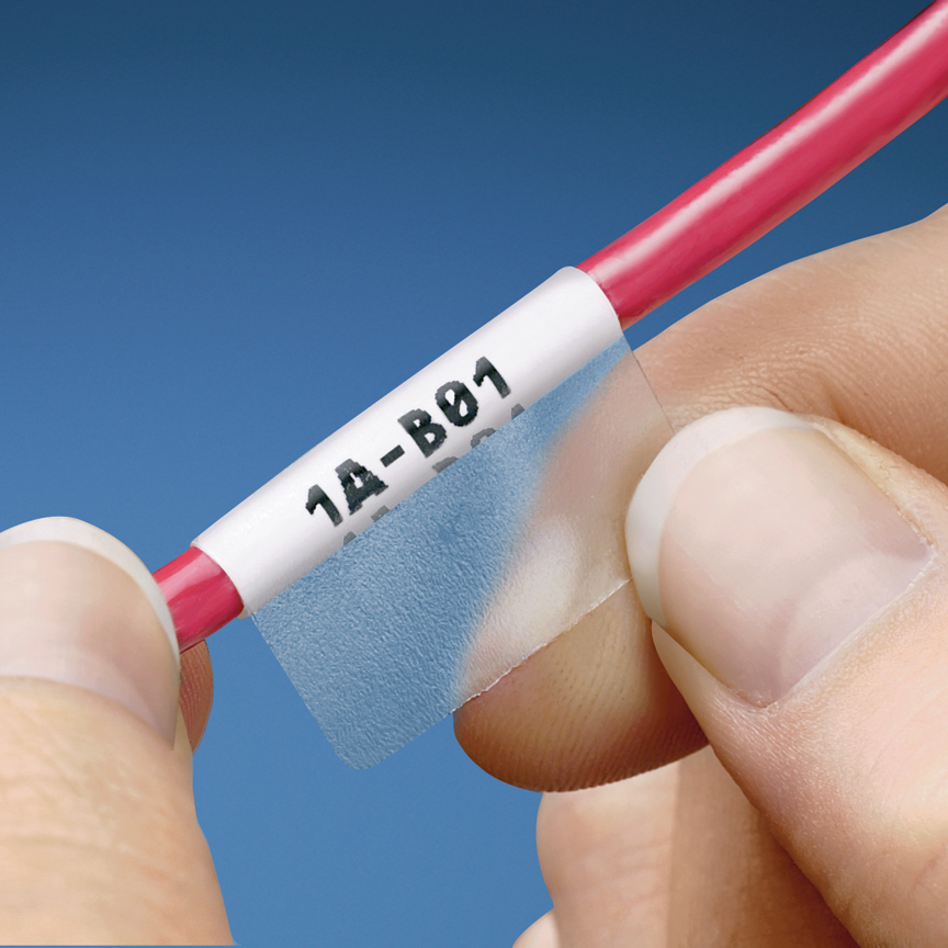 LJSL5-Y3-1 Self-Laminating Component Label, 1.33 in L x 1 in W, BLANK Legend, White, Polyester