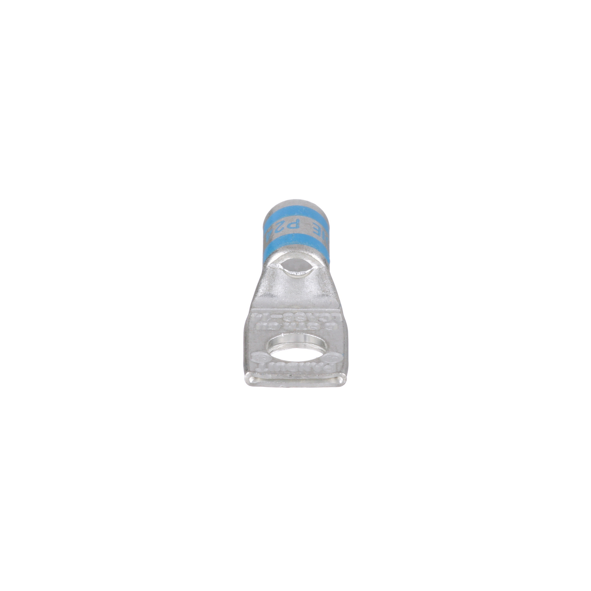 LCAS6-14-L Pan-Lug 1-Hole Compression Lug Connector With Inspection Window, 6 AWG Flexible/Stranded Copper Conductor, Die Code: P24, 1/4 in Stud, Tin Plated Copper