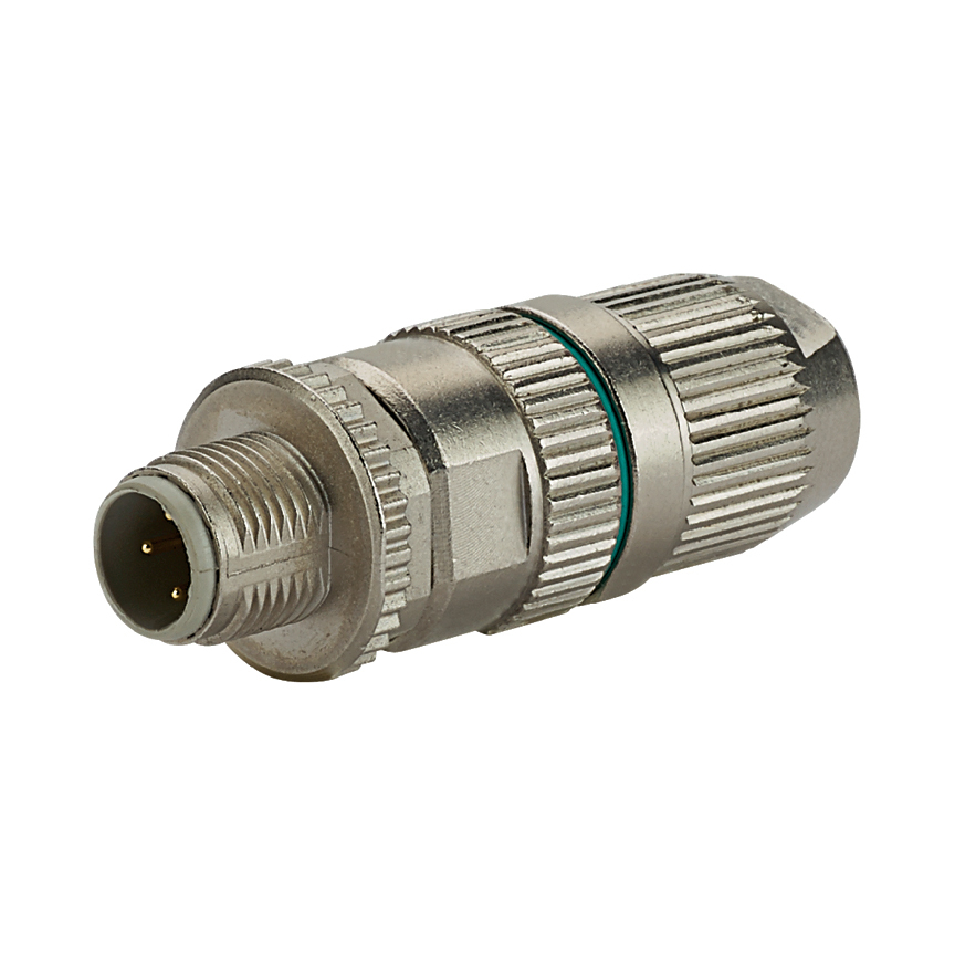 ISPS5E44MFA IndustrialNet 4-Position M12 D-Code Shielded Field Terminable Plug, Die Cast Zinc