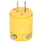115PV Cable Mount Heavy Duty Non-Grounding Non-Polarized Straight Blade Plug, 125 V AC, 15 A, 2 Poles, 2 Wires, Yellow