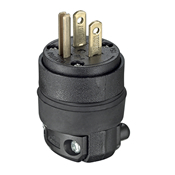 515PR Cable Mount Grounding Straight Blade Plug, 125 V AC, 15 A, 2 Poles, 3 Wires, Black
