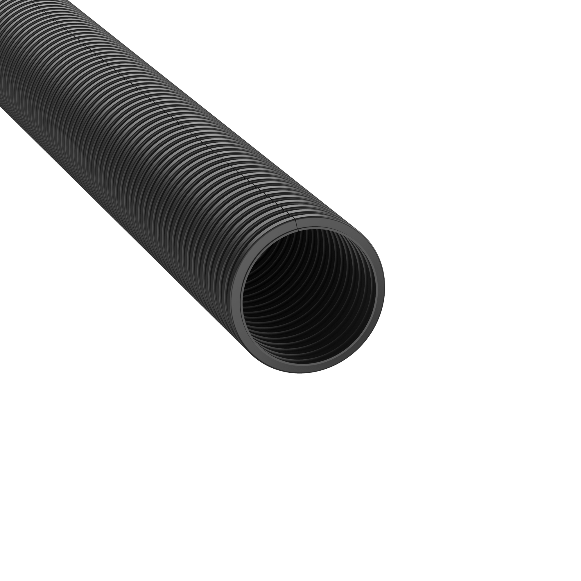 CLT50F-C20 Corrugated Loom Slit Wall Cable Tubing, 0.51 in ID x 100 ft L x 0.007 to 0.02 in THK, Polyethylene, Black