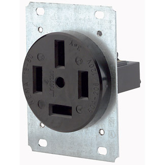 8360 3-Phase Extra Heavy Duty Non-Grounding Straight Blade Receptacle, 120/208 V AC, 60 A, 4 Poles, 4 Wires, Black