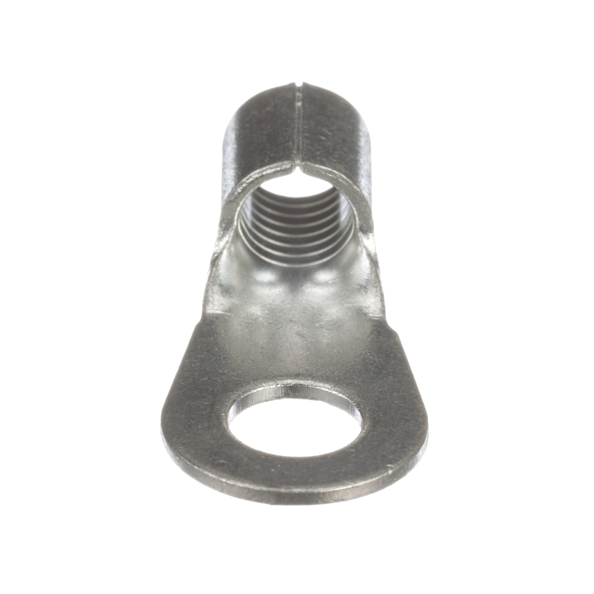 P4-56R-T Pan-Term Type P-R Loose Piece Non-Insulated Ring Terminal, 4 AWG Conductor, 1.46 in L, Brazed Seam/Standard/Internal Serration/Insulation Support Barrel, Copper, Metallic