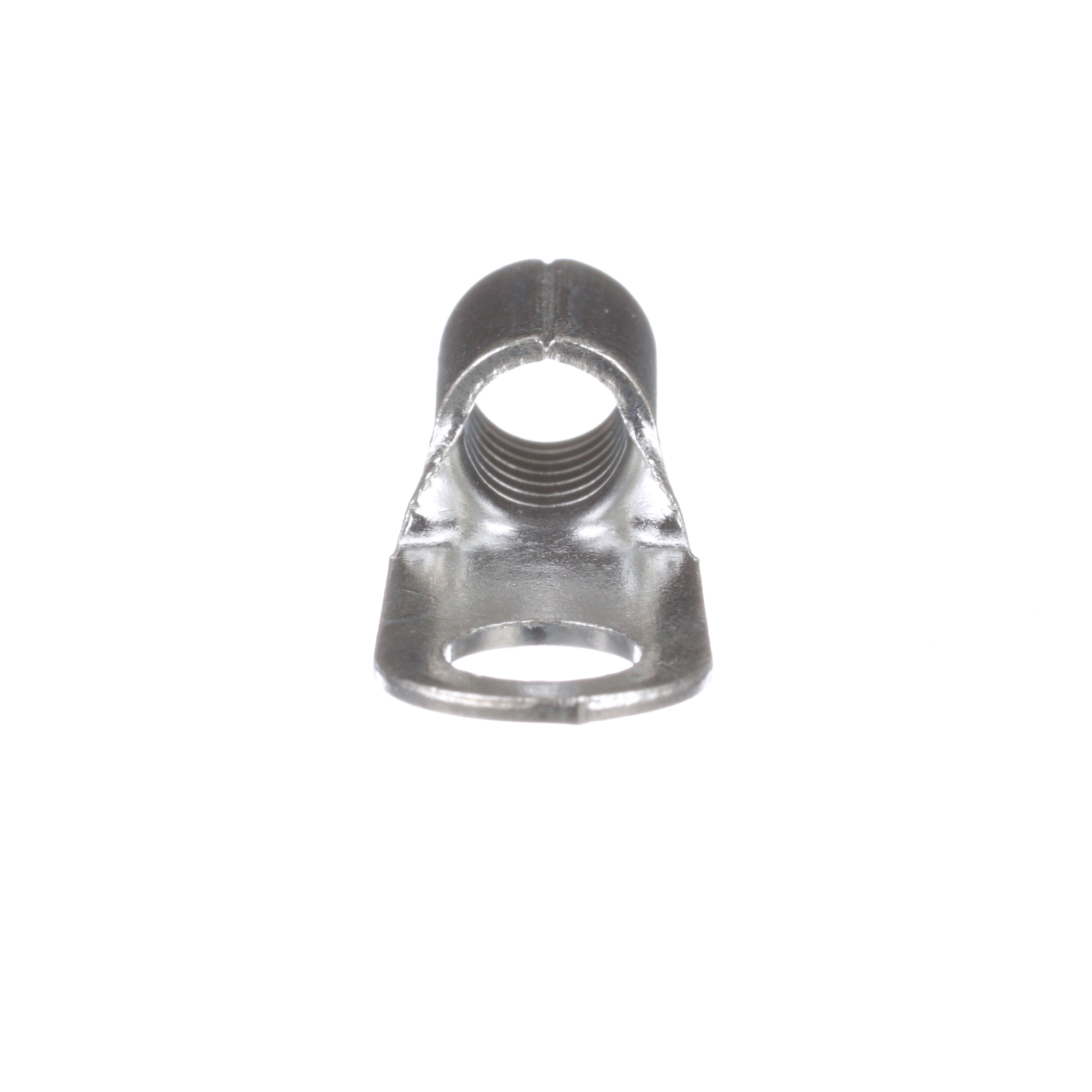 P6-14R-E Pan-Term Type P-R Loose Piece Non-Insulated Ring Terminal, 6 AWG Conductor, 1.21 in L, Brazed Seam/Standard/Internal Serration/Insulation Support Barrel, Copper, Metallic