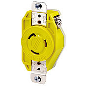 24CM-10 Grounding Locking Receptacle, 125/250 V AC, 20 A, 3 Poles, 4 Wires, Yellow