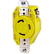 26CM-10 Grounding Locking Receptacle, 125 V AC, 30 A, 2 Poles, 3 Wires, Yellow