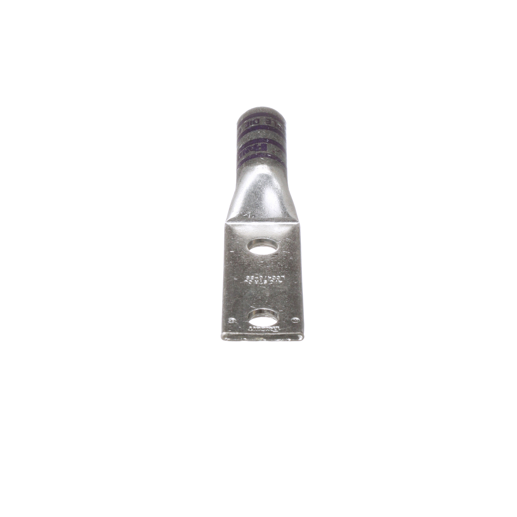 LCC4/0-38-X Pan-Lug 2-Hole Compression Connector Lug, 4/0 AWG Stranded Copper Conductor, Die Code: P54, 3/8 in Stud, Tin Plated Copper