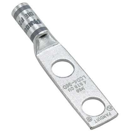Pan-Lug LCD1-14A-E Comp. Lug, Tin Plt Copper, Two 0.25" Stud, PK20