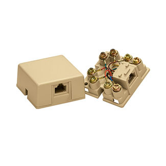 40278-I Type 625A2 Modular Telephone Jack, Surface Mount, Plastic, Ivory
