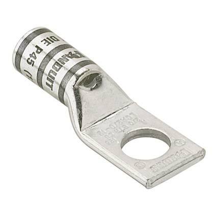 LCA2/0-12-X Pan-Lug 1-Hole Compression Lug Connector With Inspection Window, 2/0 AWG Stranded Copper Conductor, Die Code: P45, 1/2 in Stud, Copper
