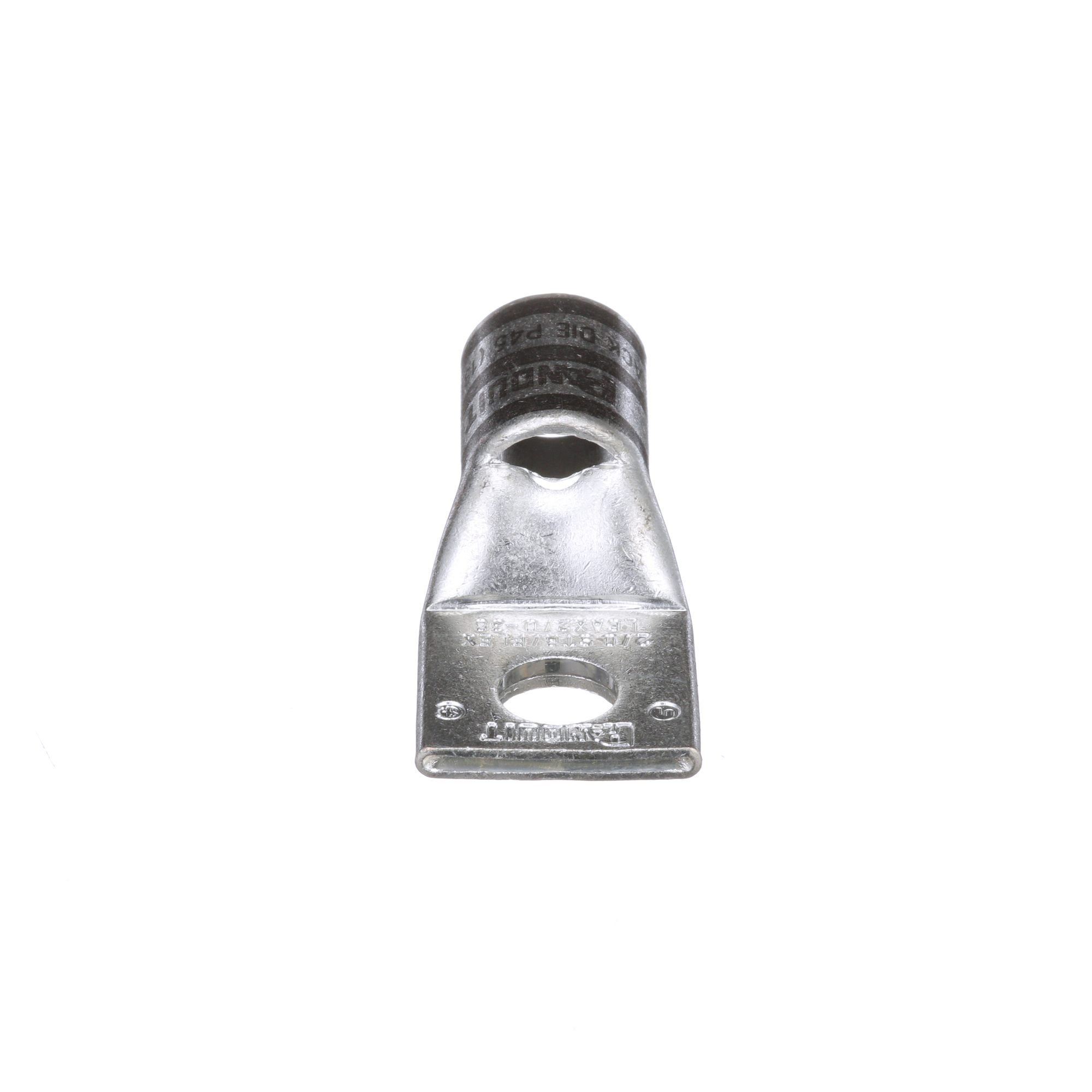 LCB2/0-38-X Pan-Lug 1-Hole Compression Connector Lug, 2/0 AWG Copper/Stranded Conductor, Die Code: P45, 3/8 in Stud, Tin Plated Copper