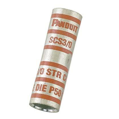 SCS2-Q Pan-Lug Type SCS Compression Butt Splice, 2 AWG Conductor, 1.87 in L, Standard Barrel, Copper, Brown